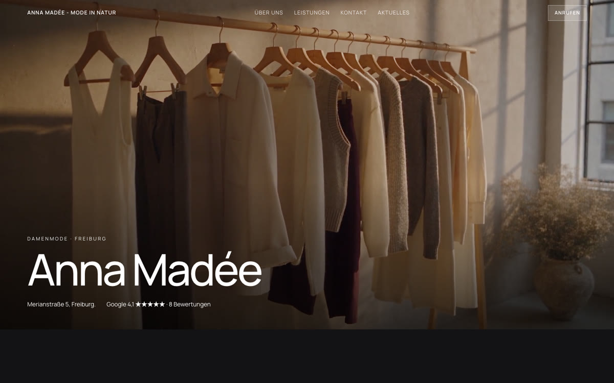 Entwurf der Website für Anna Madée
