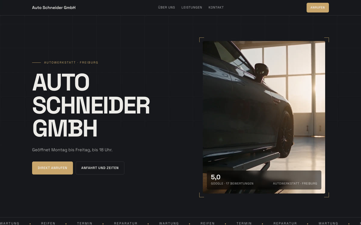Entwurf der Website für Auto Schneider GmbH