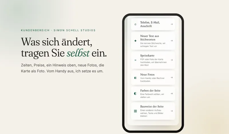 Der Kundenbereich auf dem Handy